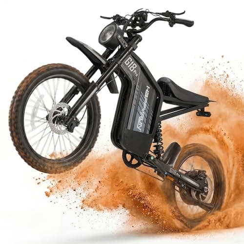 HAPPYRUN G18pro Electric Dirt Bike for Adults – 4500W Peak Motor, 60V 35Ah Battery, 38 mph Top Speed, 75 Mile Range, 5-Level Speed Control, Full Suspension, Hydraulic Brakes, 19″/17″ Off-Road Tires