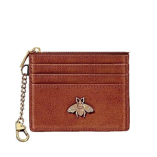 SEAVILIA Card Holder Keychain Wallet for Women with ID Window RFID Coin Purse Bee Gifts Slim Minimalist Small Wallet - Image 1