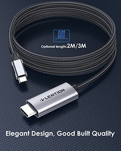 LENTION 10FT USB C to HDMI Cable(4K/60Hz), USB C to HDMI Adapter for Monitor, Compatible with 2025-2018 MacBook Pro/Air, MacBook Neo, iPad Pro/Surface, Galaxy S9 to 24, Chromebook(3M, Gray) - Thumbnail 3