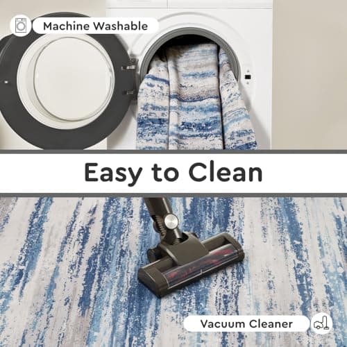 tchdio 6x9 Area Rugs for Living Room, Machine Washable Rug Modern Abstract Area Rug, Non Slip Rugs for Bedroom Rug, Soft Indoor Carpet for Living Room Office Dorm, Blue - Thumbnail 5