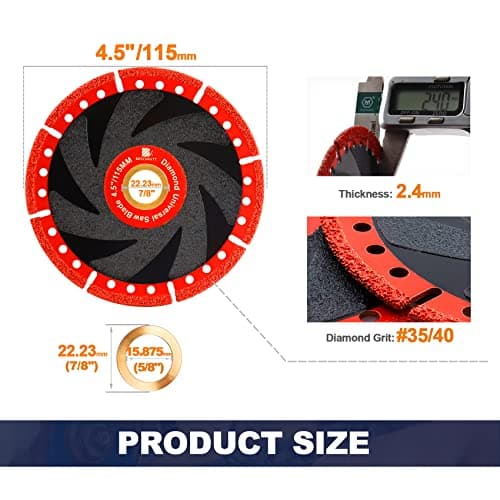 Metal Cutting Diamond Blade 4 1/2"- BRSCHNITT 115mm All-Purpose Diamond Saw Blade for Rebar Sheet Metal Angle Iron Stainless Steel Concrete. - Thumbnail 2