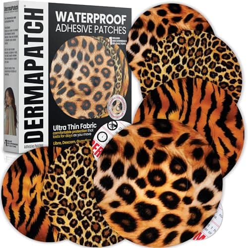 DermaPatch Adhesive Patch – 25 PCS Waterproof Overpatch Covers for CGM Sensors (Libre, Dexcom G6/G7, Stelo, Guardian, Enlite) – Ultra-Thin, No-Glue Center, Long-Fixation, Pre-Cut Paper (Color: Animal) - Image 1