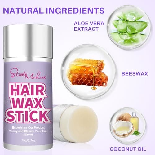 START MAKERS Hair Wax Stick and Slick Back Hair Brush Set for Women Kids Men 5PCS, with Edge Brush, Teasing Brush, Rat Tail Comb & Mini Boar Bristle Brushes for Flyaways, Control, Sleek, Ponytail Buns - Thumbnail 3