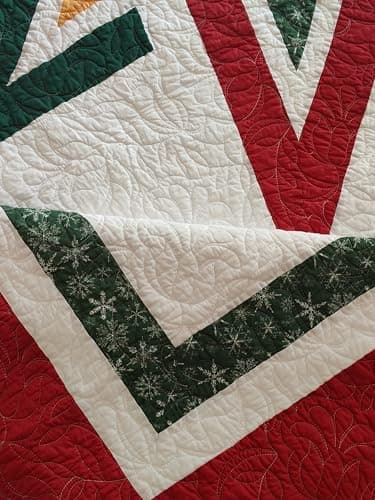 Vohanide Handmade Queen Size Patchwork Quilt Set with Embroidered Cardinal & Stars - Rustic Farmhouse Cotton Bedding - Crimson, Forest Green & Gold - All Season Decorative Quilt - Thumbnail 6