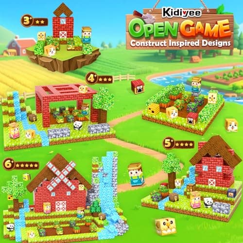 Magnetic Blocks, Build Mine Magnet World Forest Farm Edition, Magnetic Building Blocks for Kids Ages 4-6 6-8 8-12, Sensory STEM Toys for Boys & Girls - Thumbnail 3