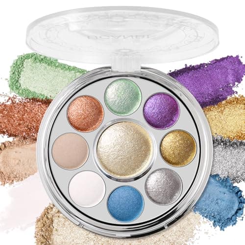UCANBE Baked Eyeshadow Palette with Highlighter, 9 Colors Gemstone Shimmer Eye Shadow Palette, Blendable High Pigment Metallic, Matte,Glitter Makeup, Rotating Compact Design, 03 Enchanted Gemstone - Image 1