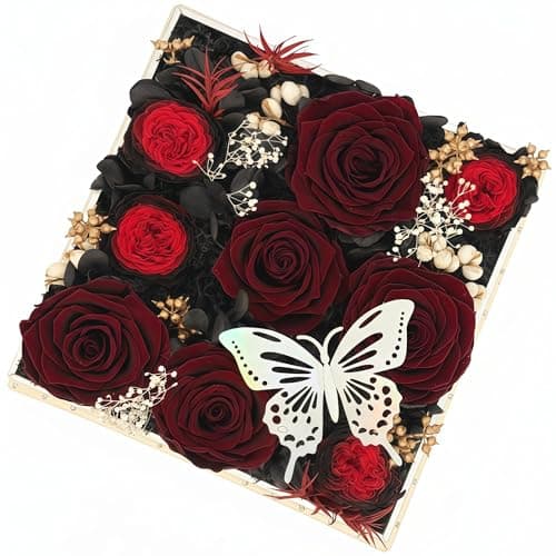 HipTree Preserved Burgundy Rose, Forever Eternal Real Austin Rose Gifts for Women, Valentine’s Day Mother’s Day Birthday Christmas Wedding Anniversary for Mom Wife Girlfriend - Image 1