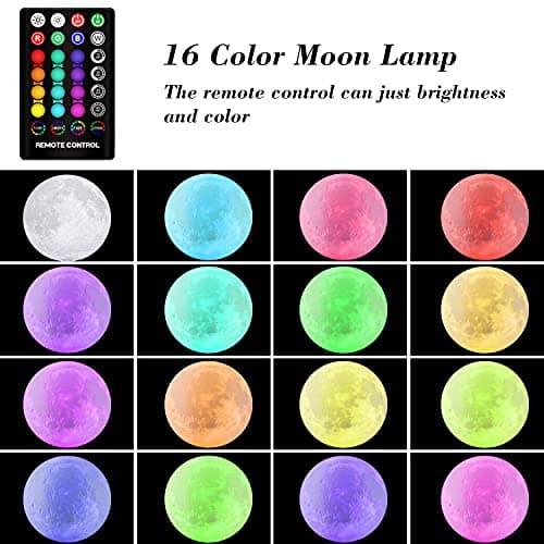 GDPETS Moon Lamp, 16 Colors Moon Night Light with Stand & Remote &Touch Control and USB Rechargeable Decorative Light Up Moon Lamp for Baby Kids Lover Birthday Party Gifts(4.8 inch) - Thumbnail 2