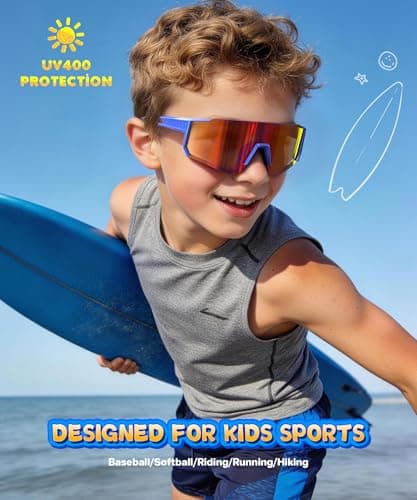 KALIYADI Kids Polarized Sunglasses Youth-Baseball-Sunglasses: Boys Girls Sport Running UV400 Protection Sun Glasses Age 6-14 - Thumbnail 5