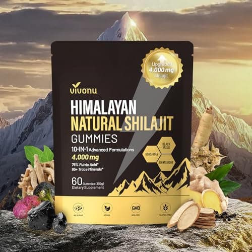 VivoNu Shilajit for Men & Women Gummies | 4000mg High Potency 10-in-1 Formula with Pure Himalayan Shilajit, Ashwagandha, and 75% Fulvic Acid | Sugar-Free Vegan, 85+ Trace Minerals - Image 1