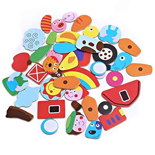 Wooden Toy Magnetic Board Puzzle Games , Double Side Jigsaw &Drawing Sketchpad Writing Dry Erase Board Chalkboard Educational Toys for Kids - Thumbnail 5