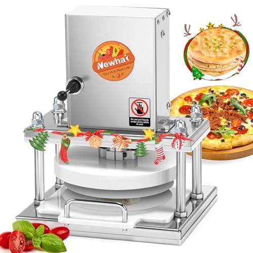 Newhai Commercial Pizza Dough Press Machine 8.6” Electric Dough Roller Sheeter Pastry Pizza Bread Press Forming Processor with 400 Pcs Parchment Papers for Bakery Home Restaurant Use - Image 1