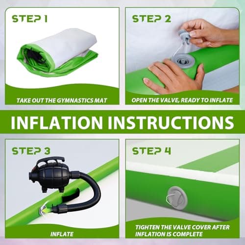 Tuxedo Sailor Inflatable Gymnastics Mat with Electric Pump, Storage Bag, Repair Kit–Air Mat for Home Training, Cheerleading, Yoga - Thumbnail 6