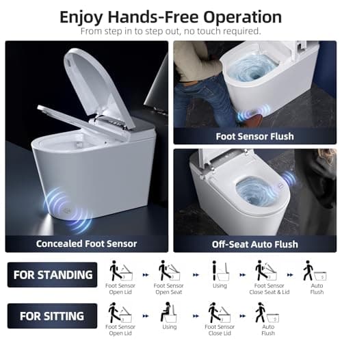 RekeSmt Smart Toilet with Built-in Tank and Pump - Foot Sensor Open Lid & Seat, Automatic Flush Bidet Toilet, Elongated One Piece Electric Toilet with Heated Seat, Instant Warm Water, Air Dryer - Thumbnail 2