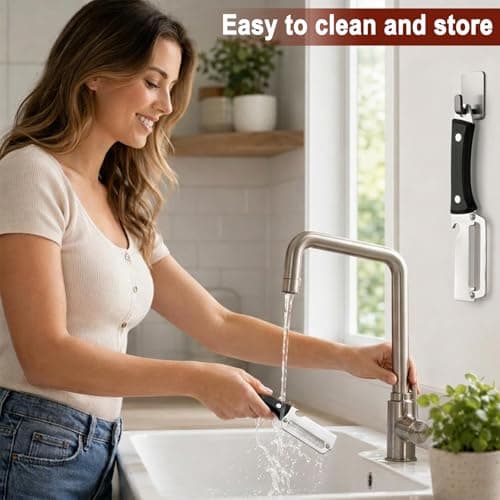 Multifunctional Vegetable Peeler, elite vegetable peeler, 2-in-1 Stainless Steel Peeler for Kitchen, Camping and Trave, Suitable for Right-handed Use Only for Apple Potato Pumpkin Papaya (Black) - Thumbnail 6