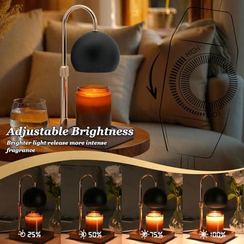 Candle Warmer Lamp Timer - Birthday Gifts for Women Mom Grandma, Mothers Day Gifts, House Warming Gifts New Home Decor Modern Farmhouse Decor with 2 Bulbs Wax Melt Compatible All Jar Candles Blackgold - Thumbnail 5
