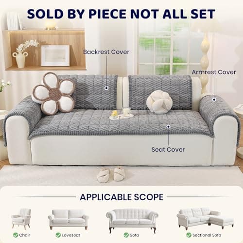 Royhom Couch Cover for Dogs Washable, Soft Thick Pet Couch Covers for Sofa, Pawcart Couch Protector Pet Friendly, Furniture Covers Dog Mat for Couches and Sofas (Grey, 27.6 x 59 Inch) - Thumbnail 2