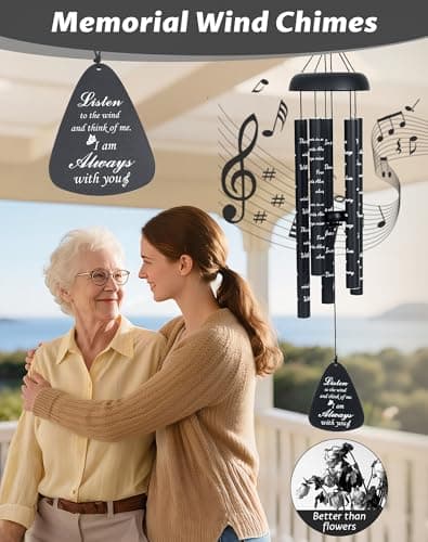 Sympathy Wind Chimes for Outside, Memorial Windchimes for Loss of Loved One Like in Memory of Mother Father Mom Dad, Bereavement Gifts Ideal for Funeral Condolence Remembrance, Outdoor Use - Thumbnail 3