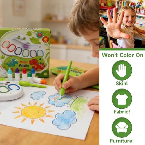 KnwkUY Kids Magic Set,Magic Light Brush,Essential Easter Basket Stuffers & Gifts, Girls Boys Toys Age 4,Gift Pattern Hollow Mold - Thumbnail 4