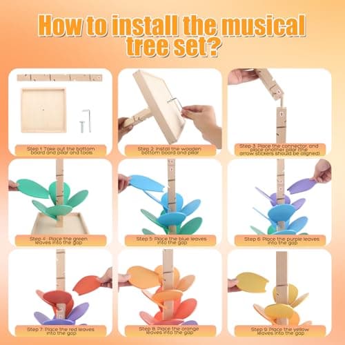 Marble Run Wood Ball Drop Toy for Kids 3-5 Toddlers Wooden Musical Tree Set Ball Run Toys for 4-8 8-12 Years Old Marble Tree Montessori Toys Christmas Birthday Gift (1.1inch Balls) - Thumbnail 5