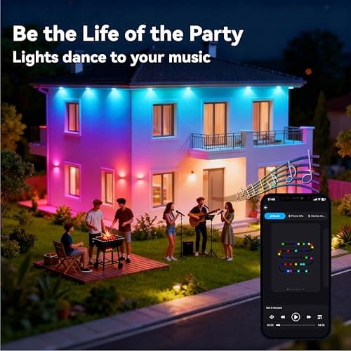 Color Changing Permanent Outdoor Lights, RGB+IC Smart Eaves Lights Music Sync Multi Scene Modes, 50ft DIY Lighting for House Roof, IP67 Waterproof, 16 Million Colors, Christmas, Halloween Decor - Thumbnail 5