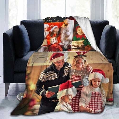 Ships Next Day. Custom Blanket with Photos Text Customized Blanket Personalized Flannel/Sherpa Throw Blankets for Adult Kid Birthday Christmas Halloween Fathers Mothers Valentines Gift - 50"x 60" - Image 1