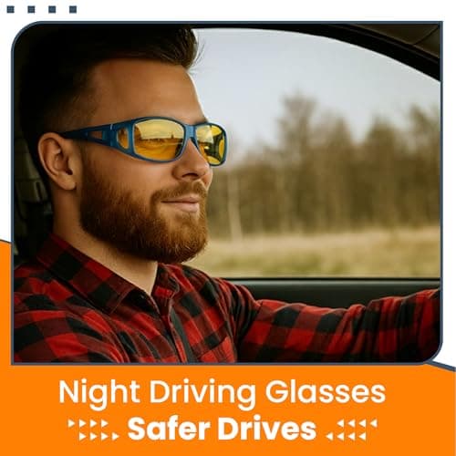 Success Eyewear Night Driving Glasses Anti Glare Polarized Night Vision Yellow Tint Glare Reducing Fit Over Driving Sunglasses Men Women - Thumbnail 2