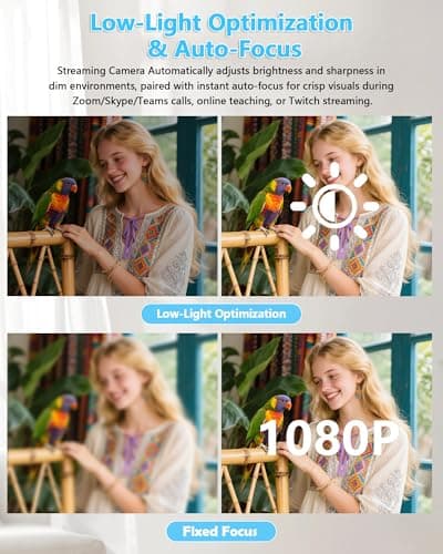 VDOR Webcam 1080P for Online Learners: Lag-Free Video & Built-in Mic for Zoom Class | Portable Design Fixed Focus USB Camera - Thumbnail 4