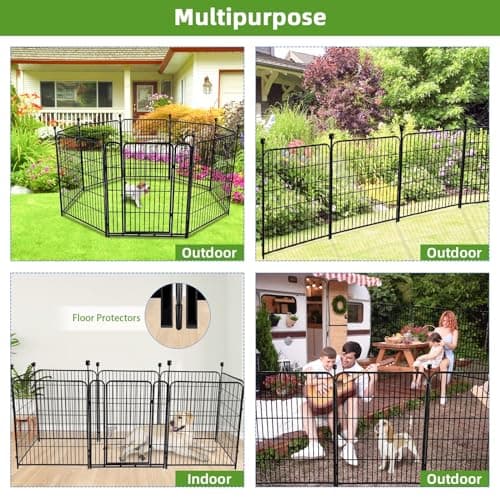 ADAVIN Tall Garden Fences and Borders for Dogs, Low Threshold Door, 48 in(H) 8 Panels Total 17.7 Ft(L) Dog Fences for The Yard, Modular Fencing, Garden Fence with Gate, Pet Fence - Thumbnail 5