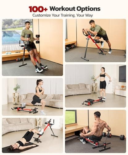 Yoleo Multi-Functional Ab Machine, Foldable Ab Workout Equipment, Ab Trainer Machine for Stomach Workout, Ab Crunch & Rowing Machine with Foam Support,7-Length Adjustable Ab Machine for Home Exercise - Thumbnail 5