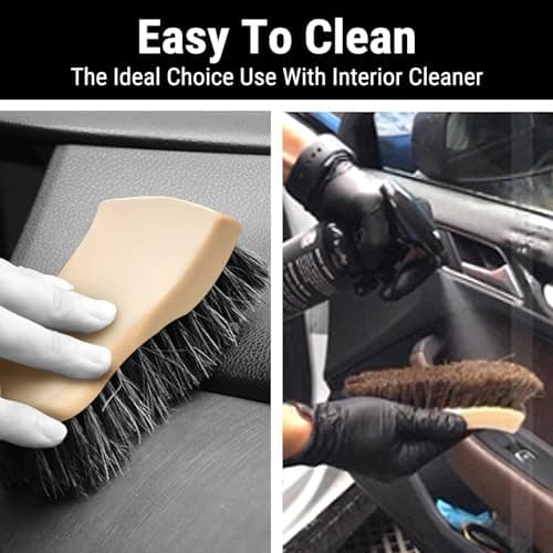 YeewayVeh Long Bristle Horse Hair Brush for Leather, Versatile Leather Cleaning Brush for Car Interior Seat, Carpet, Upholstery, Furniture and Shoes - Thumbnail 6