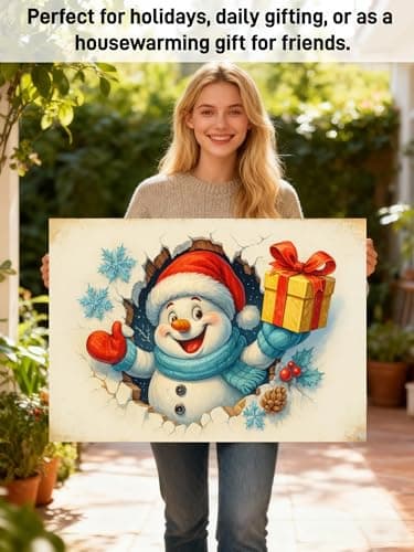 Carastora Fun Christmas Snowman Holiday Doormat, Anti-Fatigue mat, Durable, Non-Slip Design, Suitable for Indoor and Outdoor use, Home Decoration, Housewarming Gift, Size: 20 x 31 inches - Thumbnail 4