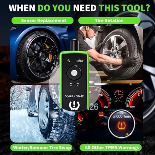 2IN1 TPMS Relearn Tool w/Battery for GM and Ford, FIRSTOOL EL50448+EL50449 TPMS Reset Tool with Model Switch Button Tire Sensor Programmer TPMS Sensor Tool,Tire Sensor Reset Tool for Lincoln GMC Buick - Thumbnail 4