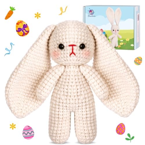 Crochetta Crochet Kit for Beginners, Crochet Starter Kit w Step-by-Step Video Tutorials, Beginner Crochet Kit Knitting Supplies for Adults, Crochet Bunny(40%+ Yarn) - Image 1
