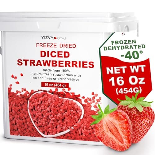 16 Oz/1lb Freeze Dried Strawberries Pieces, Resealable Bucket Dehydrated Strawberry - Premium Dried Fruit Bulk No Added Sugar Snack for Smoothies, Oatmeal, Yogurt, Baking, Dessert & Trail Mix - Image 1