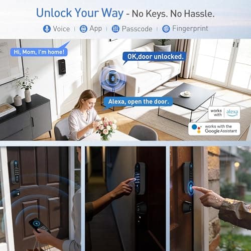 Smart Video Door Lock with 2K Doorbell Camera, Fingerprint & Keypad Keyless Entry, WiFi Deadbolt with PIR Motion Detection & Real-Time Package Alerts, App & Voice Control (Alexa & Google) - Thumbnail 6