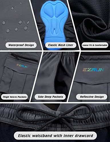 Men's Mountain Bike Shorts 3D Padded Bicycle Biking Shorts Quick Dry Lightweight MTB Cycling Shorts (Greyblack, L) - Thumbnail 5