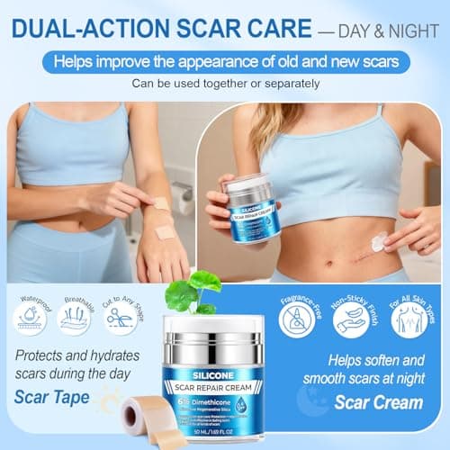 MythosFlow Scar Cream 6% Dimethicone Silicone Cream for Scars, Advanced Scar Removal Cream for Surgical, C-Section, Acne, Keloids, Burns, Old & New Scars, with Scar Tape, 1.69 fl.oz + 1.5m - Thumbnail 2