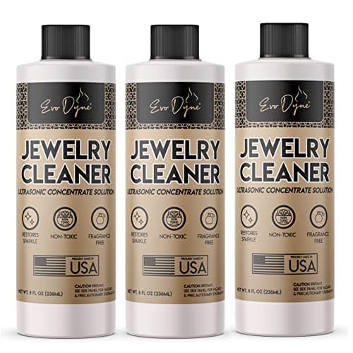 Evo Dyne 3-Pack Ultrasonic Jewelry Cleaner (8oz Per Bottle) – Solution for Diamond, Gold, Silver, Gemstones – Extra Concentrated Formula Jewelry Cleaner for Sonic and Ultrasonic Machines - Image 1