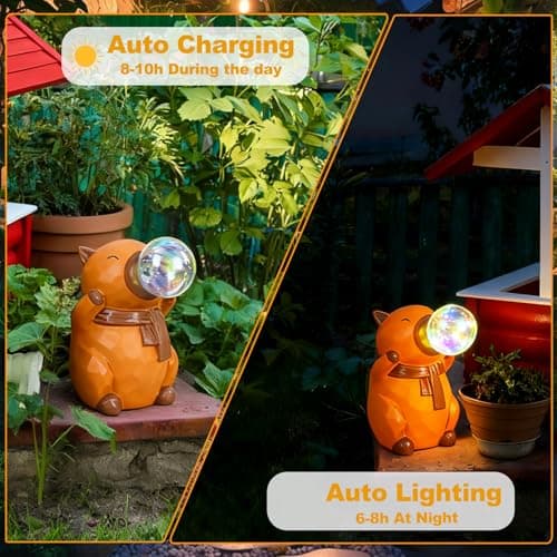 MAYIPLAY Capybara Garden Statues with Light Solar Garden Decor Housewarming Gifts for Mom Grandma Yard Decorations for Patio Yard Lawn - Thumbnail 2