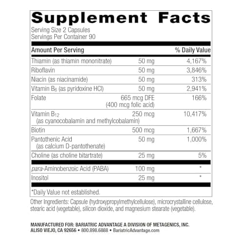 Bariatric Advantage Vitamin B50 Complex - for Bariatric Surgery Patients - High-Potency, Easy-Digest Mini Capsules - Vitamin B Complex Supplements - Brain Health Support* - 180 Count - Thumbnail 4