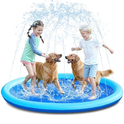 SLOOSH 72" Non-Slip Splash Pad Sprinkler - Outdoor Water Toys Play Mat for Toddlers Kids Dogs, Outside Thickened Sprinkler Pool Party Durable Backyard Fountain for Girls Boys Pets (72in, Blue) - Image 1