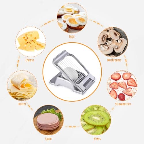 Yuzxaun Egg Slicer for Hard Boiled Eggs, Stainless Steel Wire, Heavy Duty Aluminium Egg Cutter Dishwasher Safe for Egg Strawberry Soft Fruit, Sliver - Thumbnail 2