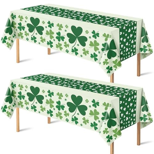 OHOME 2 Pack St Patricks Day Decorations - St Patrick's Day Tablecloth | St Patricks Day Accessories - St Patty's Day Accessories | Shamrock Decorations - St. Patrick's Day Decor Party Favors - Image 1
