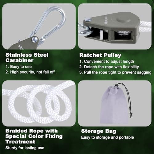 Vigorport Retractable Travel Clothesline, Portable Clothes Line Heavy Duty Rope Pully System with Carabiner for Outdoor Camping, Cruise Ships, Indoor Backyard, Balcony (19Ft, 2 Pack) - Thumbnail 2