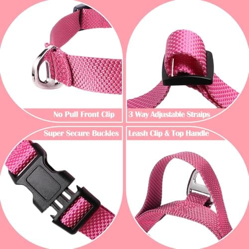 Annchwool No Pull Dog Harness with Front Clip and Easy Control Handle-Belly & Chest Adjustable Dog Harness and Leash Set for Medium Large Dogs-Heavy Duty Vest Harnesses Easy for Walking(Pink,XL) - Thumbnail 4