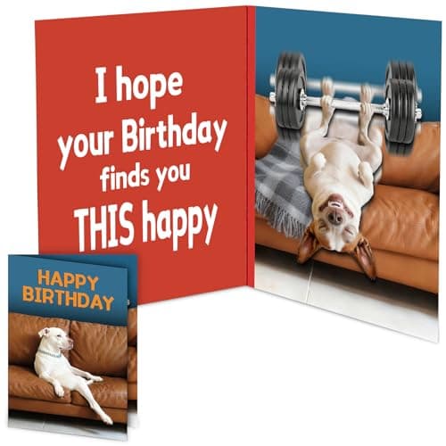 mountova Funny Birthday Card with Sound & Motion, Hilarious Dog Design – Happy Birthday Gift for Women, Men, Friends & Family