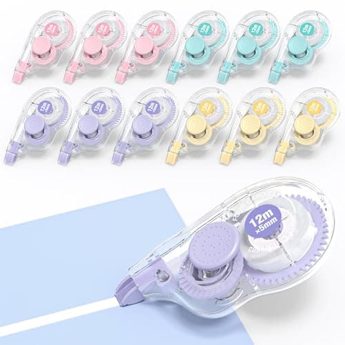 Four Candies White Correction Tape, 39.4 Feet, 12 Pack Easy to Use Applicator for Instant Corrections, Tear-Resistant, Smooth & Quick-Drying Tape for Office & School Supplies - Image 1