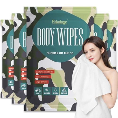 TIEJIANDAN Deodorizing Shower Wipes for Bathing No Rinse 【30 * 20 INCHES】5PC,Extra Thick Large Body Wipe for Travel Gym Bed Patient,Individual Packaging All Natural Wipes for Training Camping W002