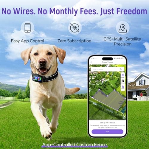 RAINLEOTI GPS Wireless Dog Fence – Free App Control, Custom GPS Boundary, Beep/Vibration/Static Modes, IP67 Waterproof, Long Battery Life, for Dogs 10–120 lbs, Black - Thumbnail 2